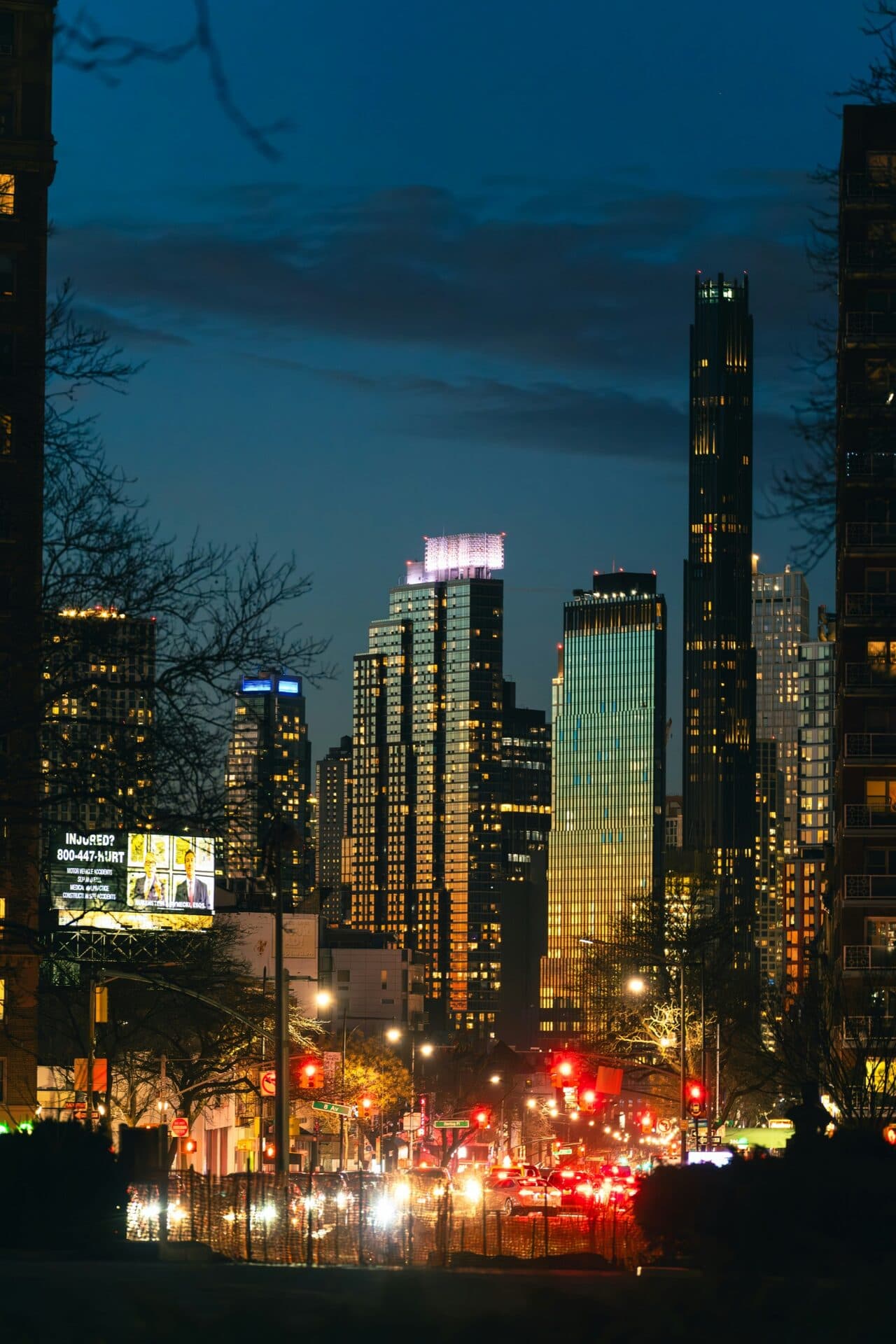 Downtown Brooklyn skyline at dusk