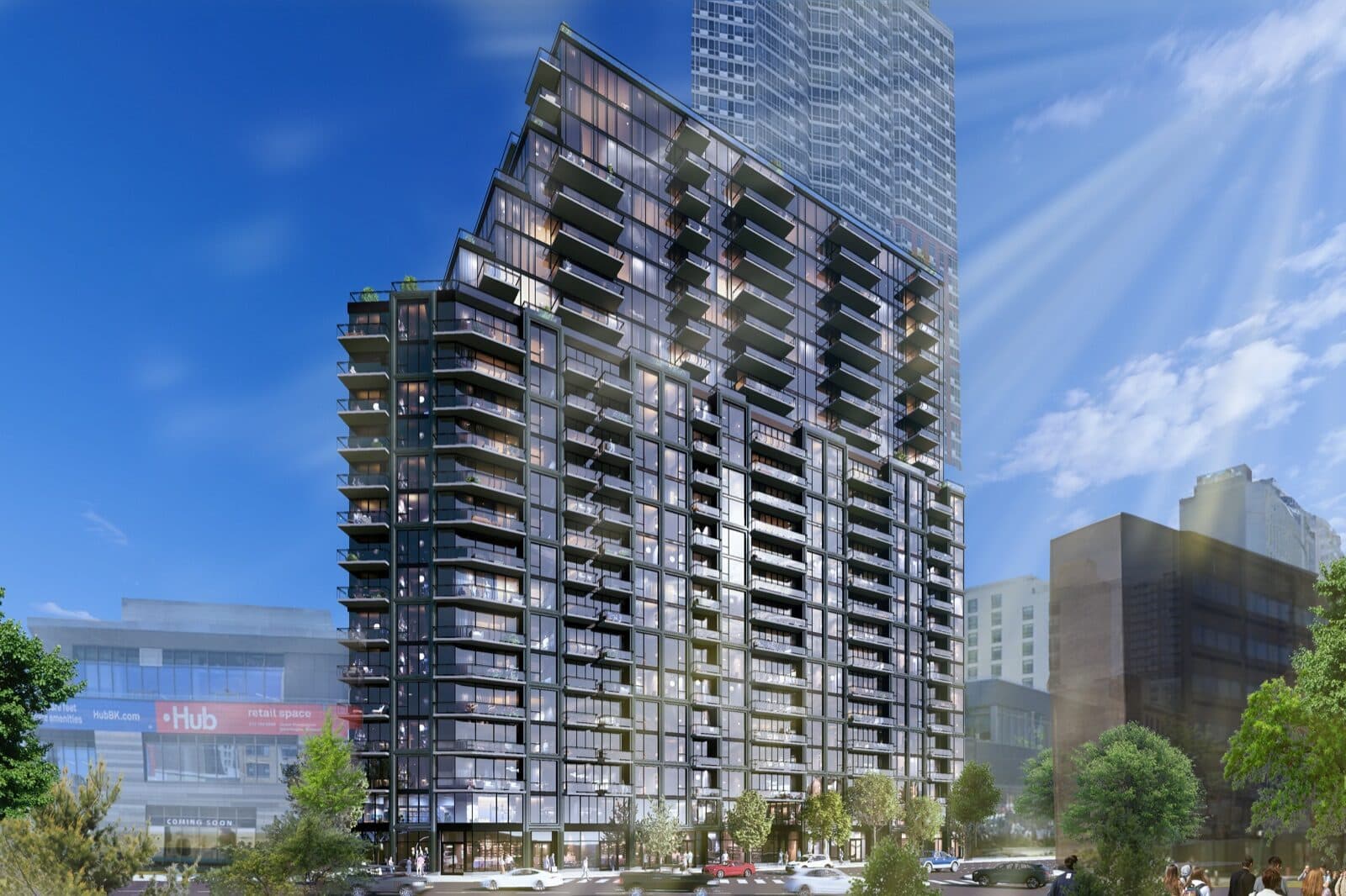 The Luma Living seen from the street on a clear day
